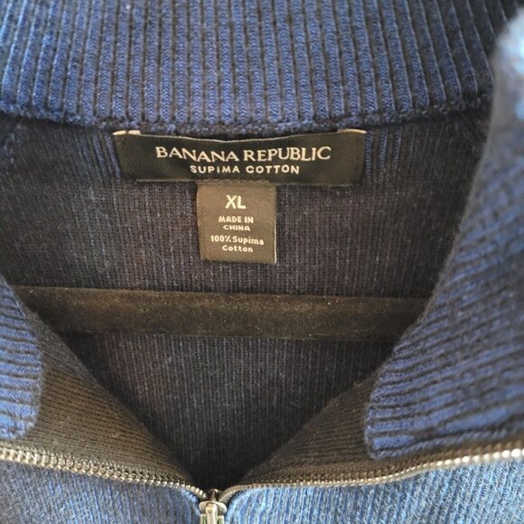 Banana Republic Mens Sweater Size XL Blue 100% Supima Cotton 1/4 Zip 161093 - Picture 2 of 10